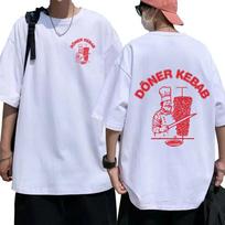 Doner Kebab Funny Graphic T-shirt Men's Cotton Short Sleeves T Shirt Casual Oversized T-shirt XL white
