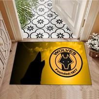 Wolverhampton Wanderers FC Sunset Howling Wolf Crest Area Rug Premier League Football Floor Carpet Sports Fan Living Room Bedroom Decor Mat 40x60cm( 15x23in ) white
