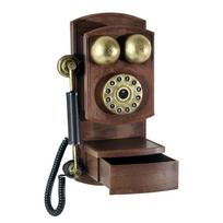 Retro sukami stacionarūs telefonai Modelis Retro laidiniai telefonai Antikvarinis telefonas su laikymo dėžute namų biuro dekoracijoms 1 black