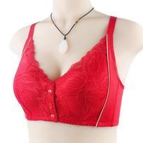 New Phnom Penh Lace Front Buckle Underwear Women's Shaping Cup Adjustable Shoulder Strap No Steel Rim Large Size Bra 36/80 beige