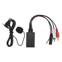 Car Bluetooth AUX IN Cable Adapter Wireless Hands Free Call Microphone for Stereo with 2RCA Audio Port