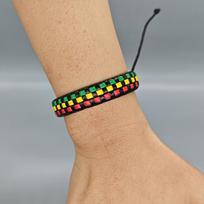 Jamaica Dopamine Color Block Ethnic Adjustable Woven Bracelet beige