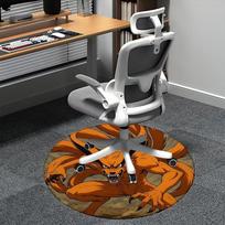 Naruto devynių uodegų lapė, Kuramos kėdės kilimėlis Apvalus kilimas Biuro kilimas, Skalbiamas mašinoje, Neslystantis, Tinka svetainėms, miegamiesiems 80cm gray
