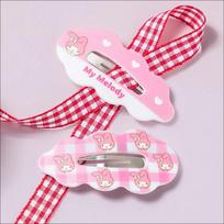 [Sanrio] Daiso Korea My Melody Cloud Snap Hair Clips 2P Set - Cute Pink Character Hairpins (Authentic K-Style) 2EA X 1SET pink