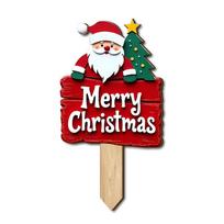 Santa and  Snowman Themed Wooden Holiday Sign Weatherproof Outdoor Decoration For Christmas Party Supplies