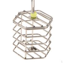 Pet Bird Foraging Steel Cage Parrot Toy Feeder Stand Swing Perch Smart Training white