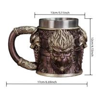 Hot Black Myth Wukong Resin Beer Mug Retro Handmade Stainless Steel Liner Coffee Mug Wine Glass Beer Jugs Gaming Gifts for Men 450ml gray