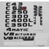 Blizgus juodas Mercedes Benz C43 C63 S AMG C180 C200 C220 C250 C260 C280 C300 C320 C350 C400 C450 C500 C550 4MATIC emblemos C 43 gray