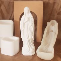Religinė Marijos statulos dekoracija Silikoninė žvakių formavimo Šventosios Motinos skulptūra Gipsinės dervos statulos white