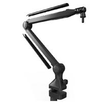 Rotatable Microphone Holder Adjustable Height Boom Arm Mic Desk Table Stand Foldable Scissor Mount Rack 1 gray