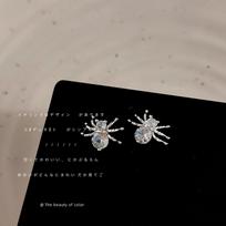Design! Micro-set zircon spider stud earrings needle earrings jewelry wholesale gray