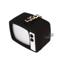 Retro televizorius LED raktų pakabukas Mini televizoriaus pakabukas su garsu ir šviesa Raktų pakabukas Kuprinės pakabukas Naktiniam matomumui Smagūs aksesuarai juoda