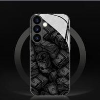 Kūrybiškas pinigų stiklo telefono dėklas, tinkantis Samsung Galaxy S26 S25 S24 S23 S22 S20 FE Ultra Plus 5G, apsaugantis nuo kritimo galinis dangtelis Galaxy S23 FE juoda
