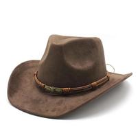 Western Cowboy Hat Jazz Knight Hats for Men Ethnic Style Felt Hats with Bull Shaped Decor Grassland Country Hat Sombrero ruda