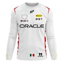 F1 Komandos ilgomis rankovėmis marškinėliai Pavasario ir Rudens Edition Ypač dideli vyriški marškinėliai 2024 Raudonoji komanda Checo 11 Vairuotojo apranga Marškinėliai L white