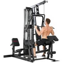 Jėgos stovas Treniruočių stotis su prisitraukimo ir drugelio strypu 65 kg svoriai Kabelis iki 120 kg 162 x 162 x 210 cm juoda