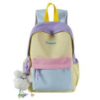 Schoolbag manufacturers wholesale backpack female dopamine color matching high value school bag outdoor leisure travel bag college style backpack single pack violetinė