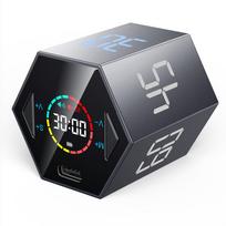 [TickTime - A New Era Digital Timer] Hexagonal Prism Pomodoro Timer Kitchen Timer Cube Timer for Studying, Meetings, and Sports Tests - Dark Gray gray