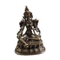 Antique Copper Buddha Statue Home Living Room Office Decoration Figurines Retro Brass Chinese Tibetan Green Tara Buddha Statue black