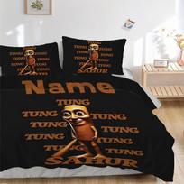 TUNG SAHUR PRINT Bedding Set 3 Piece Comforter Cover Gift for Bedroom,Includes No Insertsjt007 135x200cm brown