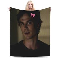 Bow Damon Salvatore Blanket Quality Super Warm  Bedding Throws Spring Kids Adult Living Room Print Bedspread 75x90cm