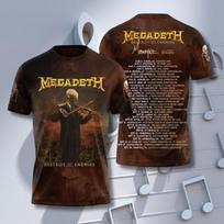 Megadeth Heavy Metal Rock Band Concert with Violin Skull  2026 Tour 3D Shirt XXL gray