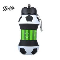 Gym Water Cup Collapsible Silicone Ball Bottle, 550ml Foldable Football Bottle with Durable Sports Climbing Buckle, Leak Proof Spill Resistant Outdoor 550ML juoda