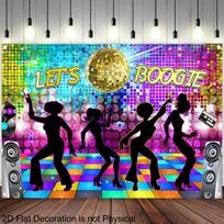 2D Flat,Disco Ball Let's Boogie Dancing Silhouettes 70s Party Backdrop Tapestry Retro Music Wall Decor Celebration Background 100X70CM blue