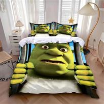 3D Fashion Movie Funny Bedding Set Fantasy ShrekS Duvet Cover Pillowcase Single Double Size For Adult Teen Bedroom Decor Gift 135x200cm black
