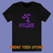 Anytime Fitness Logo Purple Running Man Black T-shirt S