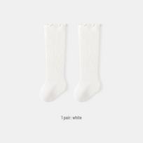 Korėjietiško stiliaus dvigubo dygsnio virš kelių kūdikių kojinės, pralaidžios orui ir nespaudžiančios, labai elastingos M (Fits foot length 11-13cm) 1-3 years balta