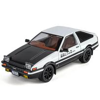 Simulation Initial D 1/18 Toyota AE86 TRUENO Alloy Car Model Diecast Miniature Voiture Gift Boyfriend Boy Birthday Gift juoda/balta