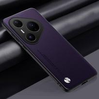 Luxury PU Leather Case For Huawei Pura 80 Pro Plus Back Cover Matte Silicone Full Protection Phone Case For Huawei Pura 80 Ultra For Pura 80 violetinė
