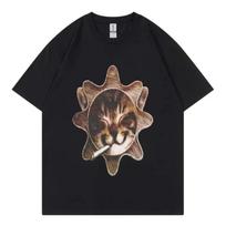 Che Glo Cat Kitten Sun T-Shirt Unisex Fashion Trend Vintage Short Sleeve T-Shirts Casual Comfort Pure Cotton T Shirts Streetwear S juoda