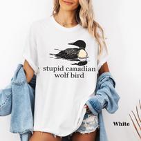 Vintage Stupid Canadian Wolf Bird Women Streetwear T Shirt Casual Tee Unisex Cotton Oversize Harajuku Summer Loose Short Sleeve top S gray