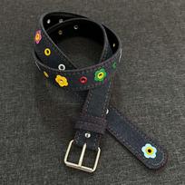 Meier Blue denim original belt - dopamine rivet design, y2k sweet & cool leather belt 110 black
