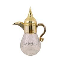 Retro Middle Eastern Glass Water Pitcher with Elegant Pattern Water Dispenser for Home and Kitchen and Dining Table 1 beige