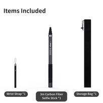 aMagisn 3m Selfie Stick for 360°Panoramic Cameras Carbon Fiber Invisible Monopod for Gopro Max DJI Osmo 360 Insta360 X2 X3 X4 X5 gray
