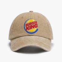 Fun Burger King Solid Color Baseball Cap Adjustable Men Women Distressed Washed denim hat One Size gray