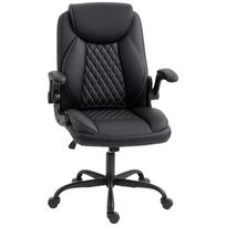 Office Armchair, Ergonomic Office Chair with Flip-Up Armrests, Adjustable Height, Rocking Function, Black 67 x 65 x 110 cm