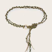 Dirbtinių lapų pintas juosmens diržas su medinio žiedo sagtimi Dekoratyvinis diržas Rotango lapų diržas Sunešiojimui su vasarine suknele Leaf Tassel Belt gray