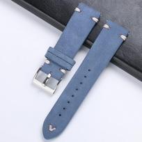 Suede Leather Watch Strap 18mm 20mm 22mm Grey Vintage Band Soft Replacement Wristband Handmade Stitching Watchband Universal 18mm&steel buckle pilkai balta spalva