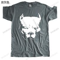 Fashion  PITBULL American Pit Bull Spiked Dog Collar Mens streetwear T-Shirts Size Men T Shirt Print Cotton Short Sleeve M tamsiai mėlyna