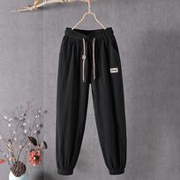 Vasarinės medvilninės lino Harem tipo pieštukinės kelnės moterims, plonos, elastinės, laisvos, didelio dydžio, laisvalaikio Capris XXXXL ruda