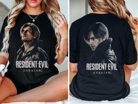 2026 New Resident Evil 9 Requiem Leon S. Kennedy Graphics 100 Cotton Unisex Shirt New Men's Fashion Y2k Short Sleeve Soft Tsh... S įvairiaspalvis