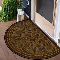 Diatomito Molis & Guminis Dugnas Pusapvalis Durų Kilimėlis Boho Plaunamas Durų Kilimėlis Gėlių Gėlių Absorbentas Įėjimo Kilimėlis Vidaus Lauko 40x60cm(Small Size) gray
