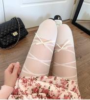 Sexy Lace Bow Women Stockings Solid Black Pantyhose Seamless Ultra-Thin Stocking High Elasticity Long Socks Tights One Size gray