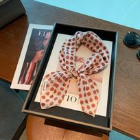 Colorful Dopamine Polka Dot Cute Small Square Neck Scarf For Summer raudona