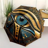 Golden Eye of Horus - Ancient Egyptian Symbo Umbrella, Portable 3-Fold Umbrella for Men & Women,Christmas Gift ES216 brown
