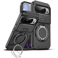 Šarvuotas dėklas Google Pixel 10 9 Pro XL 10Pro, su magnetiniu žiedu ir laikikliu, Pixel 9A 8A 7 Pixel10 Pro, su slankiojančiu objektyvo apsauginiu dangteliu Google Pixel 10